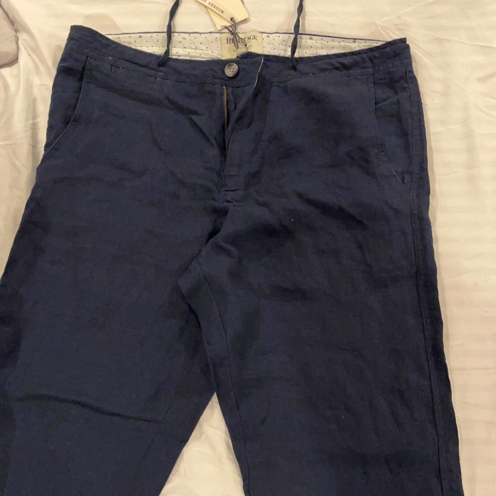 Men’s new heritage linen navy blue pants
